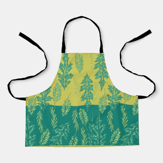 グリーン&イエローリーフデザイン エプロン (正面)