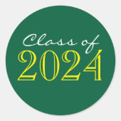 グリーン&イエロー卒業封筒用シールシール ラウンドシール (正面)