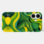 グリーン イエロー アリゲーター ワニ ドラゴン モノグラム Case-Mate iPhoneケース (裏面 (横))