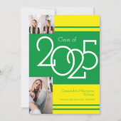 グリーン・イエロー・スクール・カラー卒業発表 招待状 (正面)