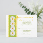 グリーン イエロー ホワイト デイジー 小さな結婚式 返信カード (スタンド正面)