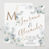 グリーン イエロー 緑の花の庭 招待状 (正面/裏面)