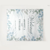 グリーン イucalyptusの葉 ウェディング ウェルカム タペストリー (正面(横))