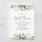 グリーン イucalyptus ボタニカル ブライダル シャワー 招待状 (正面)