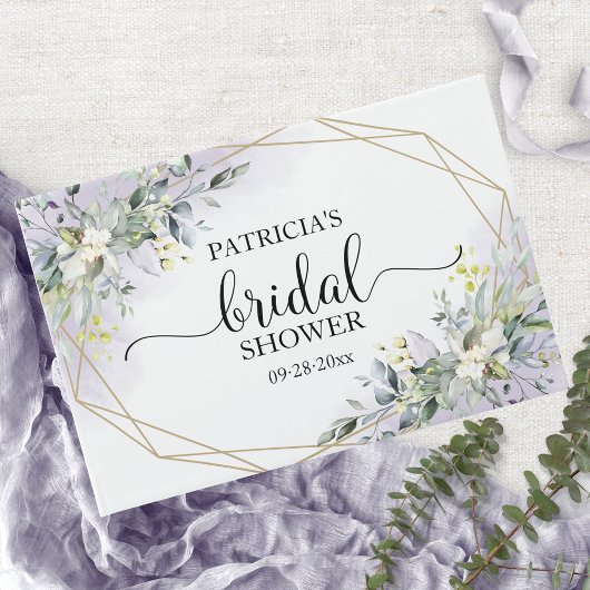 グリーン イucalyptus 幾何学的な ブライダルシャワー ゲスト ゲストブック