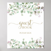 グリーン イucalyptus 水彩 ゲストブック サイン (正面)