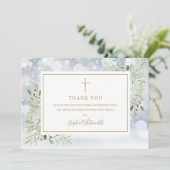 グリーン ウインター 洗礼 誕生記念 フォト サンキューカード (スタンド正面)