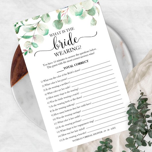 グリーン ウェディングドレスのクイズゲーム ブライダル チラシ