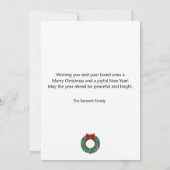 グリーン+ウォーターカラーのクリスマスリースカード シーズンカード (裏面)