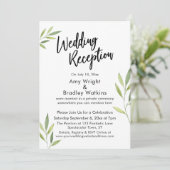 グリーン・ウォーターカラーの葉の結婚式の披露宴 招待状 (スタンド正面)