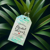 グリーン・ウォーターカラーの葉の花 モダン ブライダルシャワー ギフトタグ