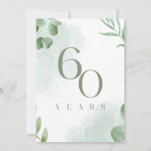 グリーン・ウォーターカラーの葉 60周年結婚記念日 招待状 (裏面)