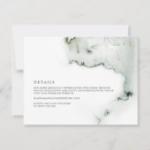グリーン・ウォーターカラー結婚式の詳細カード 招待状 (正面)