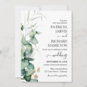 グリーン・ウォーターカラー結婚式招待状 招待状 (正面)