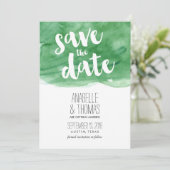 グリーン・ウォーターカラー結婚式 Save the Date 招待状 (スタンド正面)