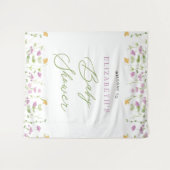 グリーン ウォーターカラー イエロー ピンク ウェルカム サイン タペストリー (正面(横))