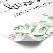 グリーン・ウォーターカラー・キスの数サイン ポスター (角)