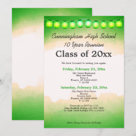 グリーン・ウォーターカラー・クラス・リユニオン・テンプレート 招待状