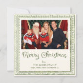 グリーン・ウォーターカラー・スカラップ・パターン・クリスマス シーズンカード (正面)