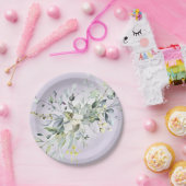 グリーン ウォーターカラー パープル ラベンダー ブライダル シャワー ペーパープレート (パーティー)