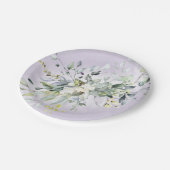 グリーン ウォーターカラー パープル ラベンダー ブライダル シャワー ペーパープレート (アングル)