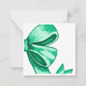グリーン ウォーターカラー ボウ 封入カード ノートカード (正面)