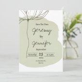 グリーン・ウォーターカラー・ポートレート ミニマリスト シンプル 招待状 (スタンド正面)