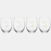 グリーン ウォーターカラー マルガリータ ライム ブライダル シャワー ステムなしワイングラス (裏面)