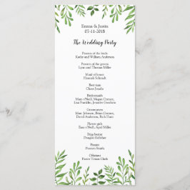 グリーン・ウォーターカラー モダン・ボタニカル ウェディング ラックカード プログラム