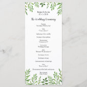 グリーン・ウォーターカラー モダン・ボタニカル ウェディング ラックカード プログラム (裏面)