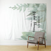 グリーン ウォーターカラー ユーカリ ブライダル シャワー タペストリー (インサイチュ(横))