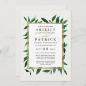 グリーン ウォーターカラー 結婚式 招待状 (正面/裏面)
