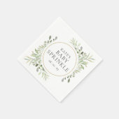 グリーン ウォーターカラー 葉のベイビーシャワー スタンダードカクテルナプキン (角)