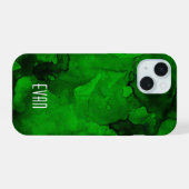 グリーン+ウォーターカラー iPhone 15ケース (裏面横)