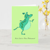 グリーン・エイリアンを飛ばす – 退職後の幸運を祈る カード (黄色い花)