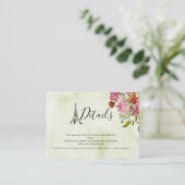 グリーン エッフェル塔の水彩画 ウェディング ディテール カード (スタンド正面)