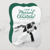 グリーン・エブリー・結婚したクリスマス新婚のフォトカード シーズンカード (正面/裏面)