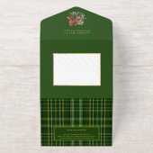 グリーン/エレガントゴールドフォイルPlaidホリー写真 オールインワン招待状 (外側)