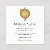 グリーン&エレガント金ゴールドワックススタンプシモダンック公証人 スクエア名刺 (裏面)