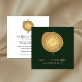 グリーン&エレガント金ゴールドワックススタンプシモダンック公証人 スクエア名刺