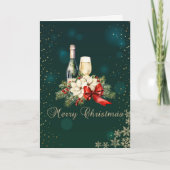 グリーン、エレガント雪片、ポインセチア・ワイン シーズンカード (正面)