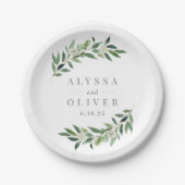 グリーン エレガント ウェディング ペーパー プレート (正面)