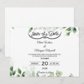グリーン エレガント セーブ・ザ・デート インビテーション (正面/裏面)
