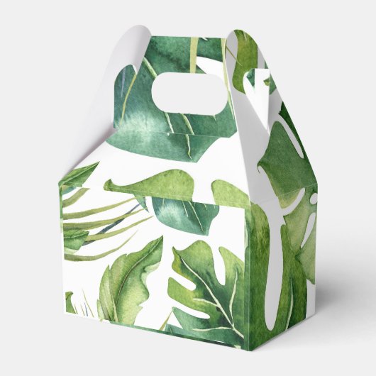 グリーン エレガント トロピカル サマー パームリーフス チック フェイバーボックス (正面サイド)