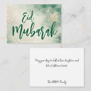 グリーン エレガント Eid Mubarak ノートカード