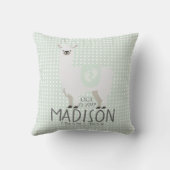 グリーン&オフホワイトラマ誕生統計装飾用クッション クッション (裏面)