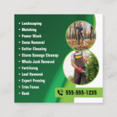 グリーン&オレンジの造園サービス ランスケープ&芝生管理サービス スクエア名刺 (裏面)
