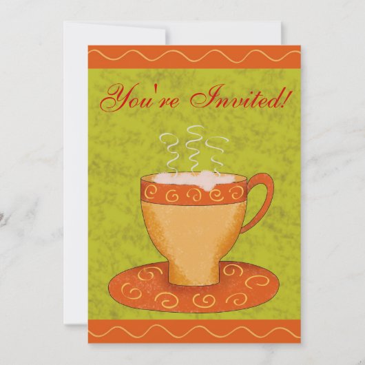 グリーン&オレンジカップコーカスタマイズヒーイベント 招待状 (正面)