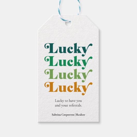 グリーン&オレンジラッキーセントパトリックの日マーケティング ギフトタグ (正面)