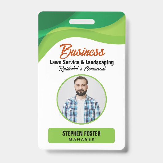 グリーン&オレンジローンケア造園&ローンサービス バッジ (Front)